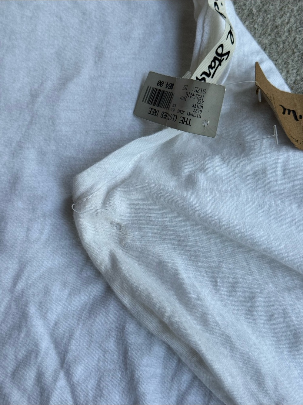 NWT O/S Michael Stars White Long-Sleeve Crewneck Tee - Picture 5 of 7